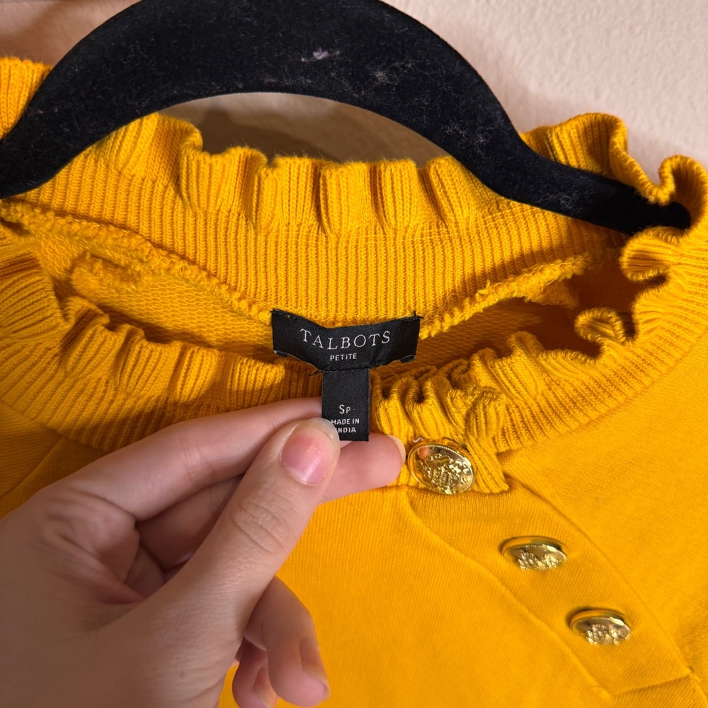 Talbots Mustard Button-Accent Sweater - Picture 2 of 4